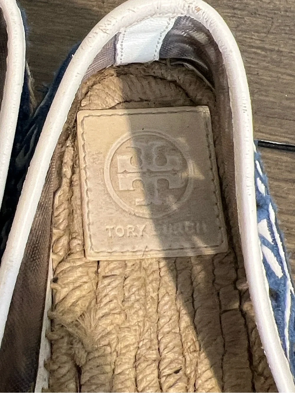 Tory Burch Lucia blue cream lace espadrilles size 8